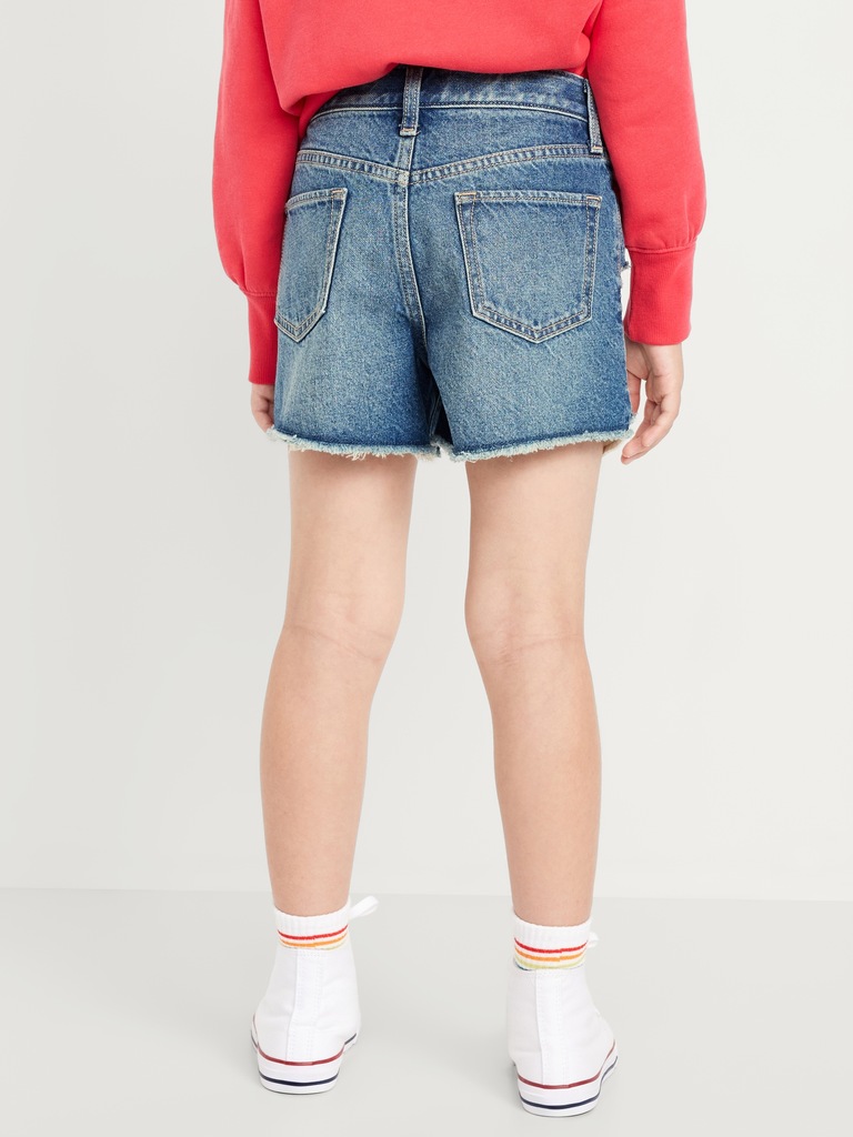 High-Waisted Ripped Frayed-Hem Jean Shorts for Girls