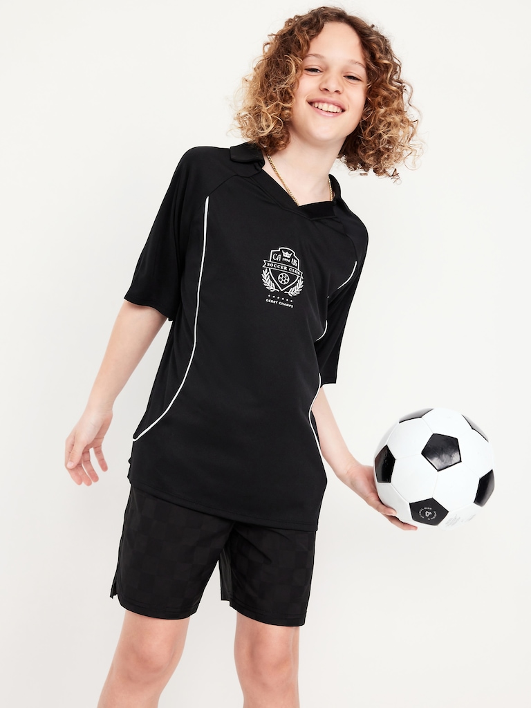 Oversized Collared Soccer Jersey T-Shirt for Boys