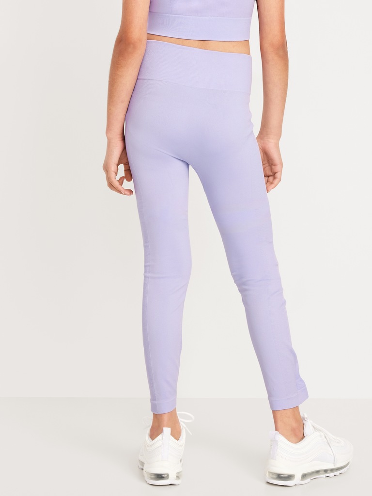 Fitted High-Waisted 7/8-Length Seamless Performance Leggings for Girls