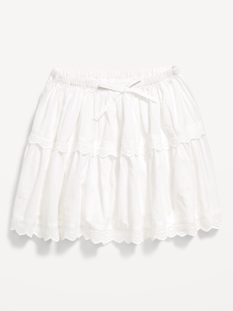 Eyelet Trim Tiered Skirt for Girls