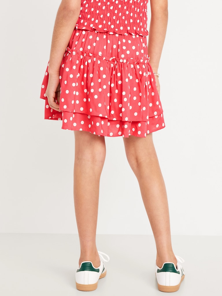 Printed Tiered Ruffled Skirt for Girls