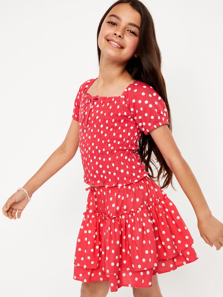 Printed Tiered Ruffled Skirt for Girls