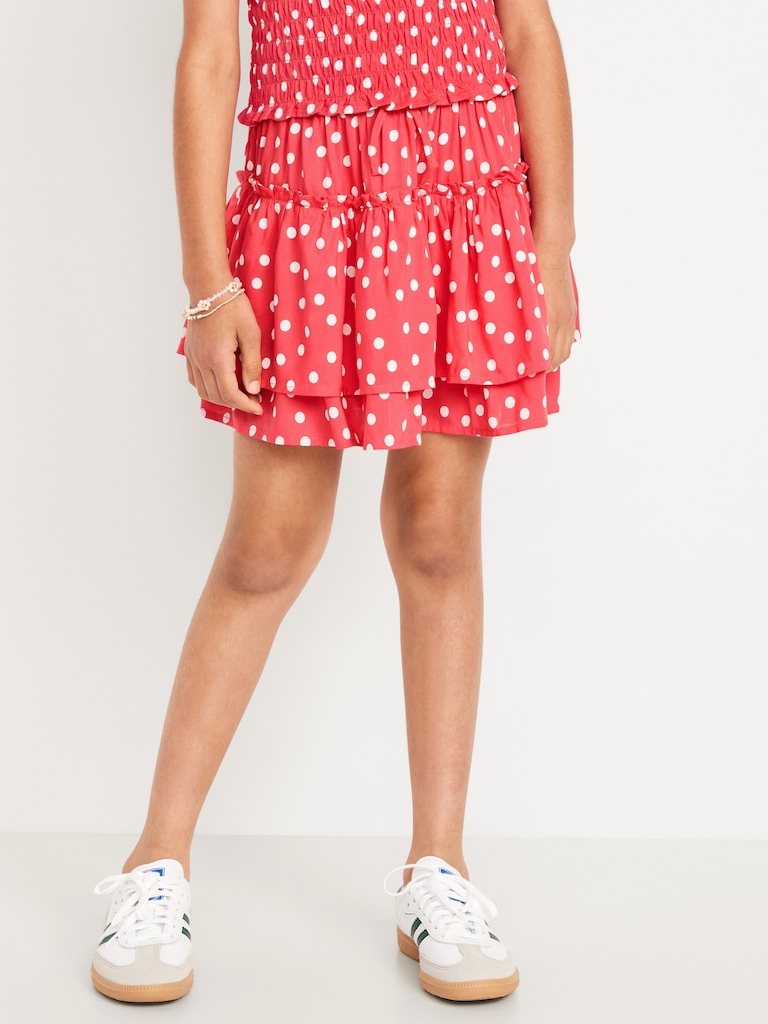 Printed Tiered Ruffled Skirt for Girls