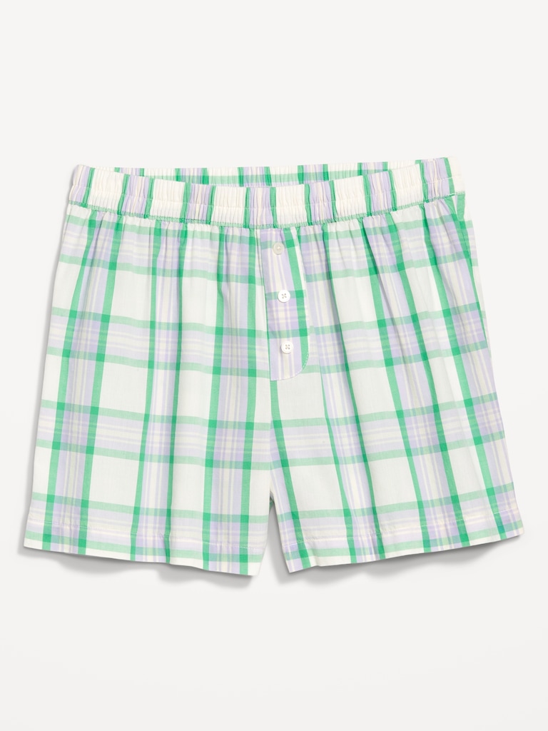 High-Waisted Poplin Boxer Pajama Shorts