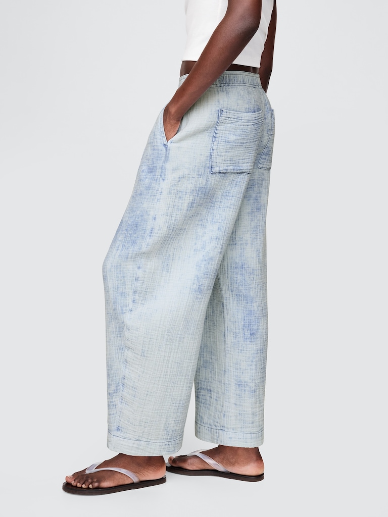 Cotton Gauze Denim Easy Barrel Pants