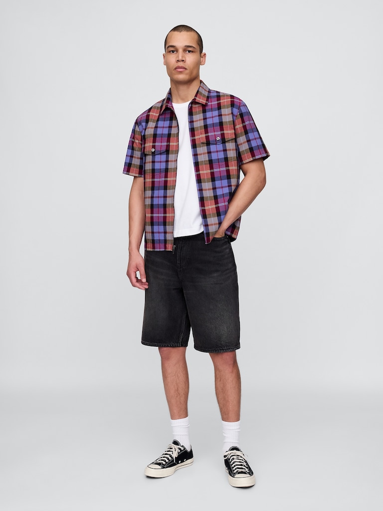 Mixed Plaid Oxford Shirt