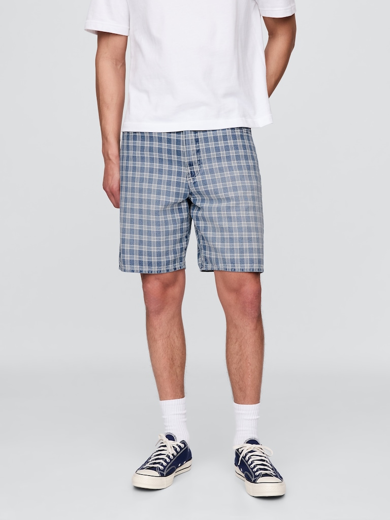 '90s Loose Denim Plaid Shorts