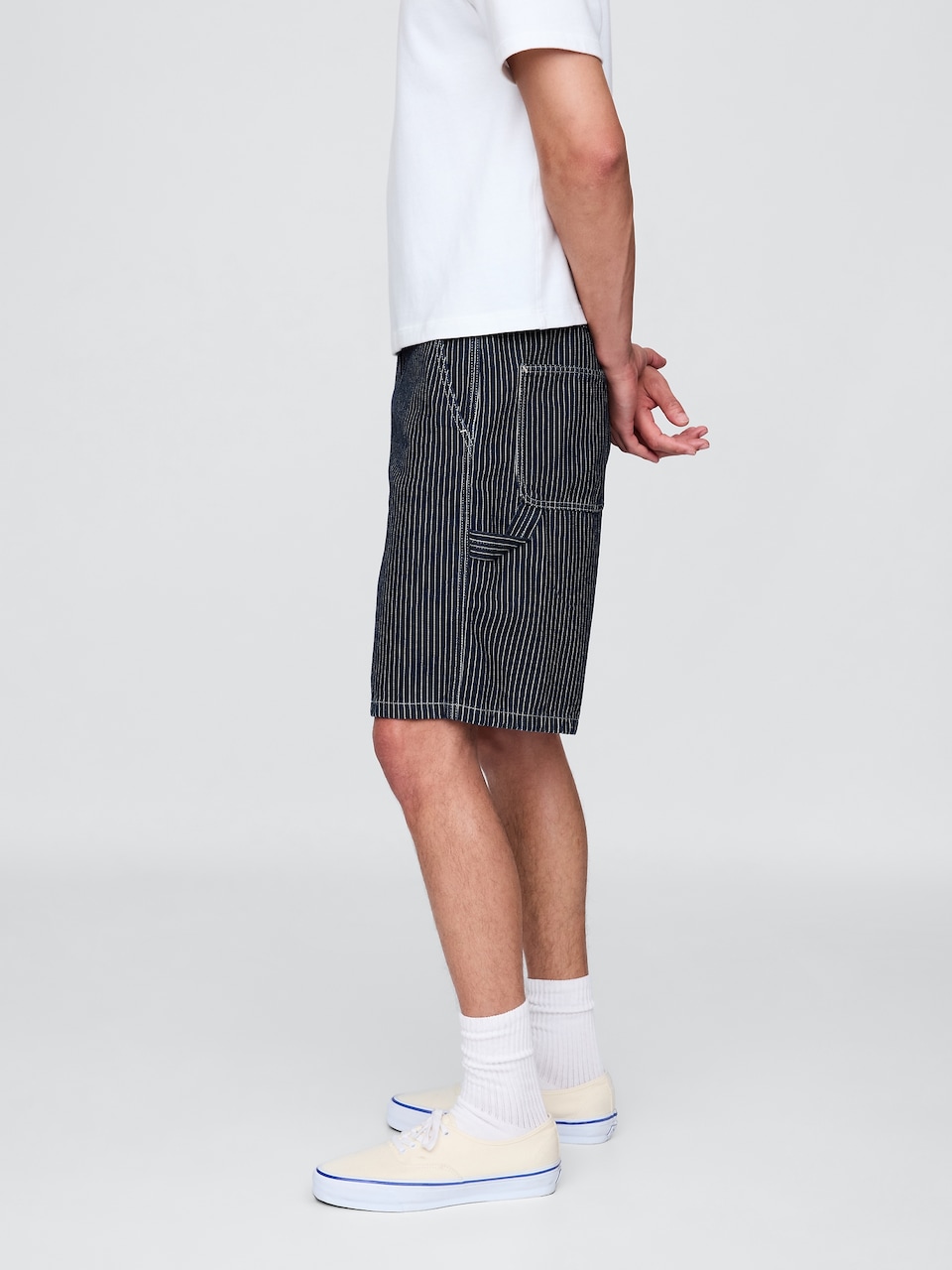 '90s Loose Denim Stripe Carpenter Shorts