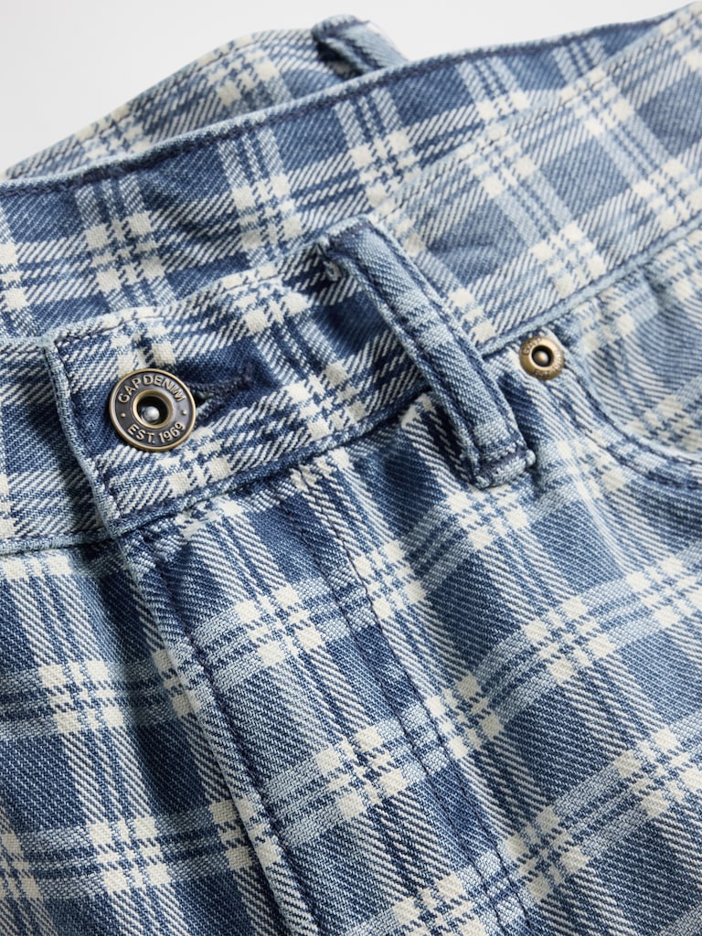 '90s Loose Denim Plaid Shorts