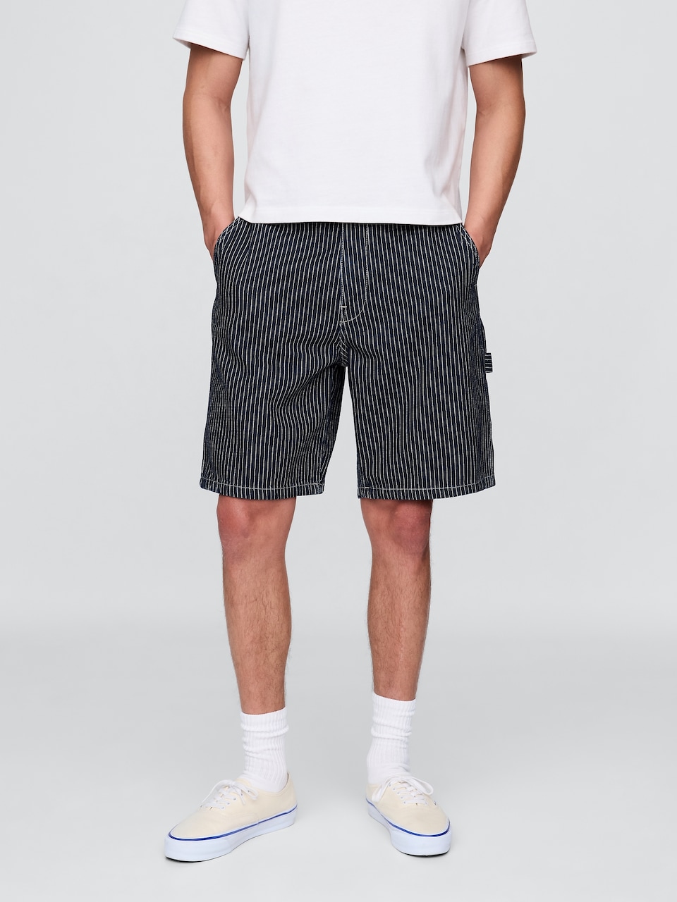 '90s Loose Denim Stripe Carpenter Shorts