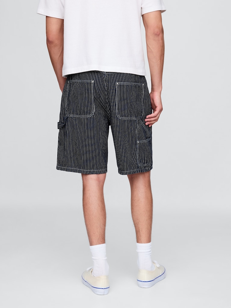 '90s Loose Denim Stripe Carpenter Shorts