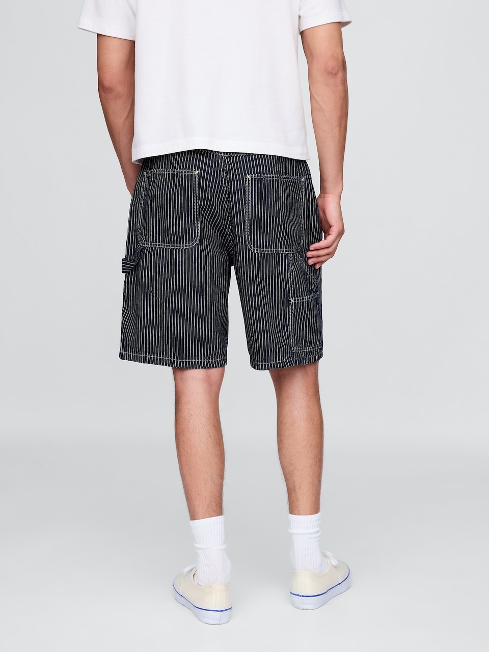 '90s Loose Denim Stripe Carpenter Shorts