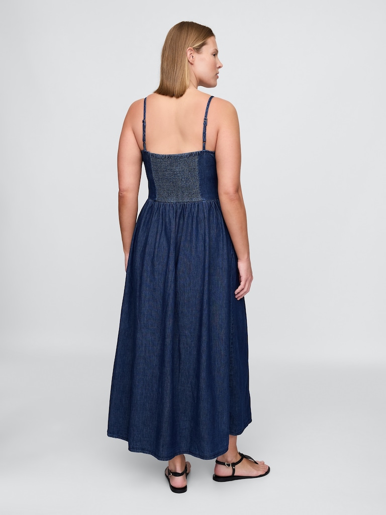 Denim Drop-Waist Maxi Dress