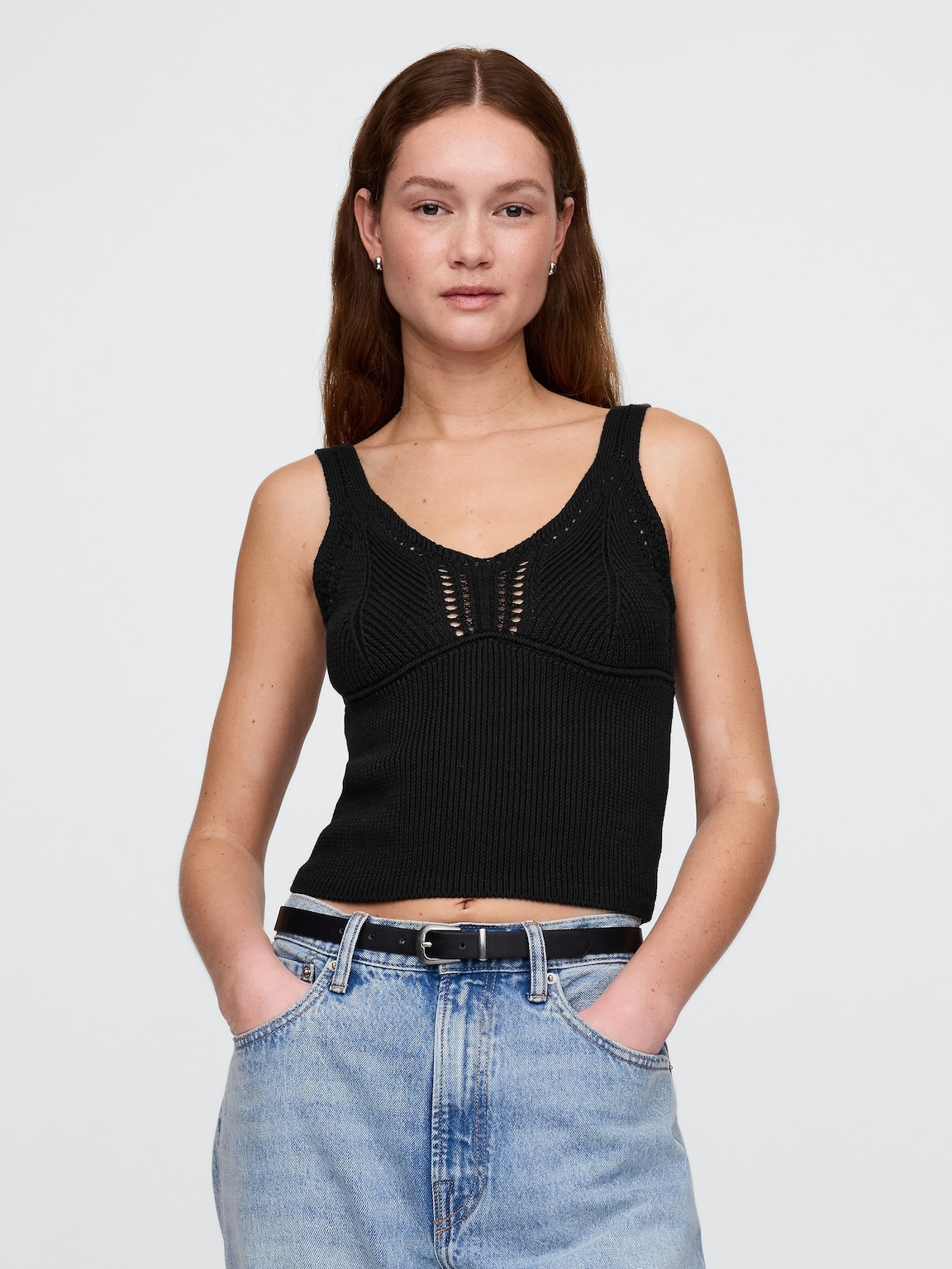 Crochet Sweater Crop Tank Top