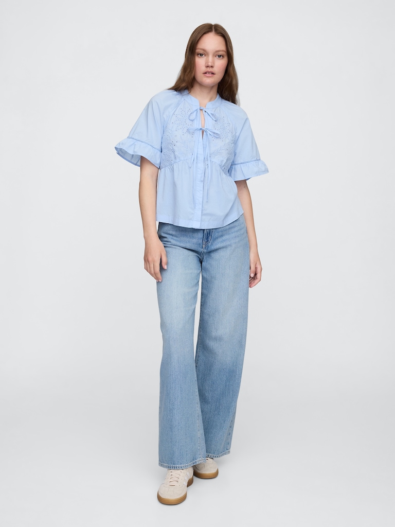 Splitneck Tie-Front Top