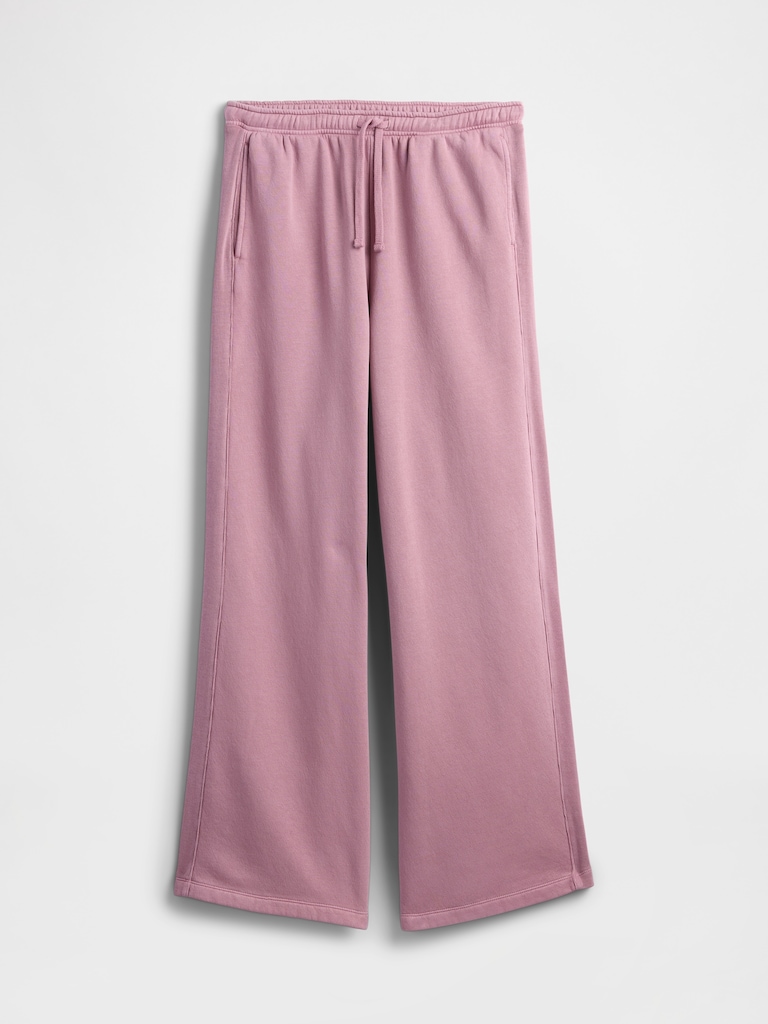 Fleece Rib-Seam Wide-Leg Pants