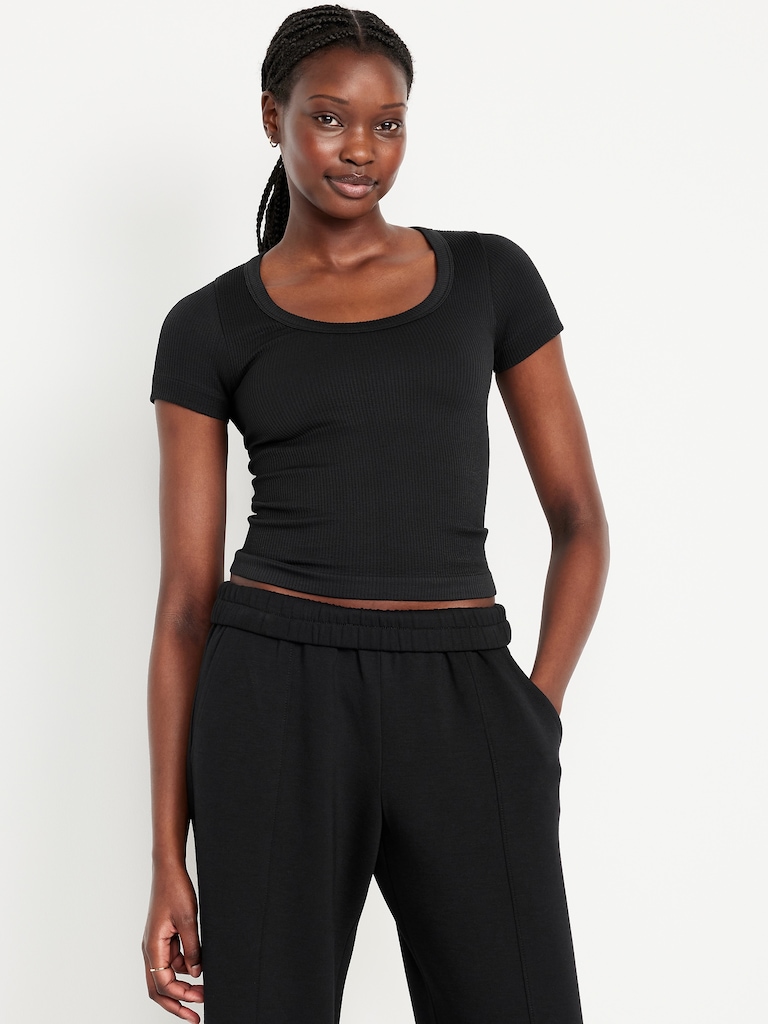Exhale Seamless Cropped Rib T-Shirt