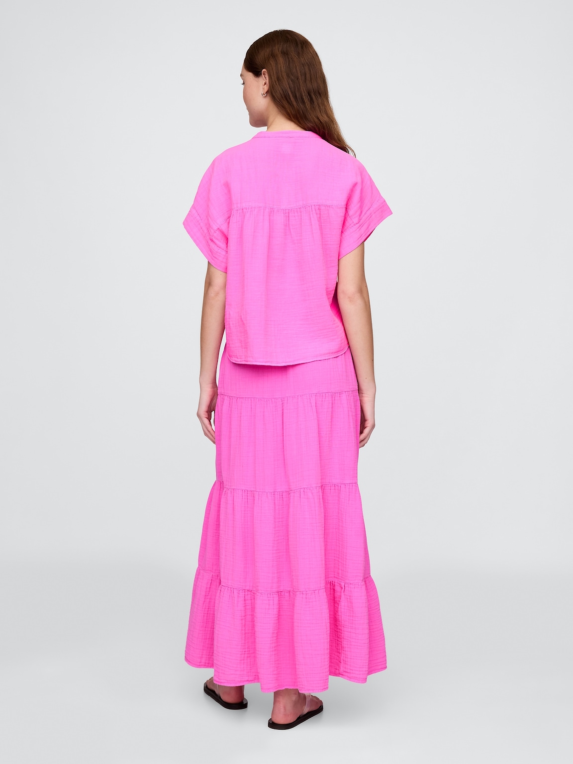 Cotton Gauze Tiered Maxi Skirt