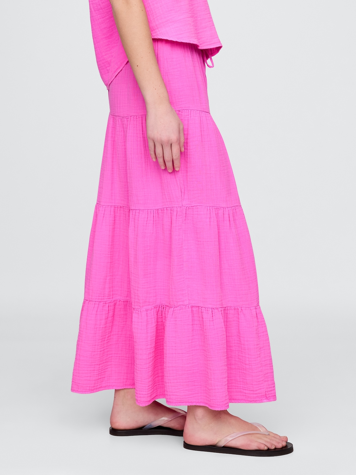 Cotton Gauze Tiered Maxi Skirt