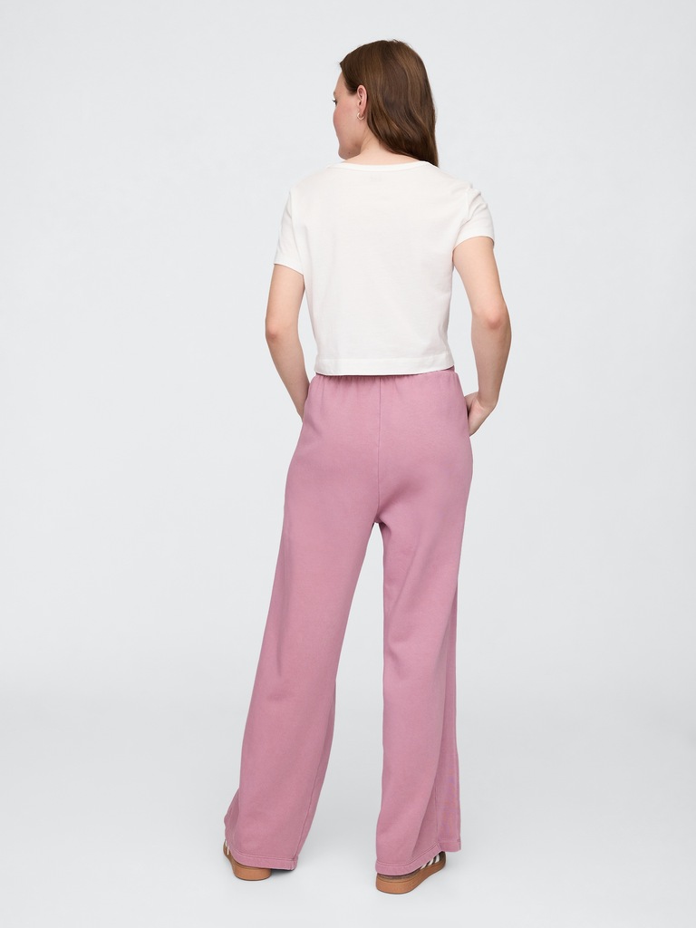 Fleece Rib-Seam Wide-Leg Pants