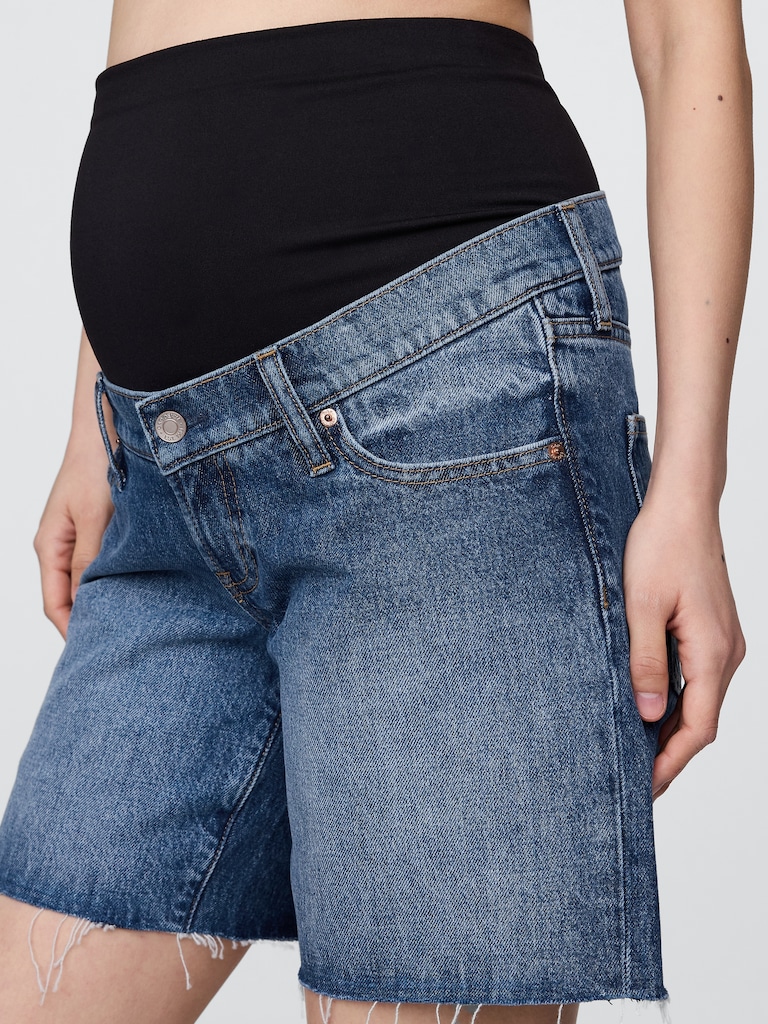 7" Maternity Full Panel Denim Bermuda Shorts