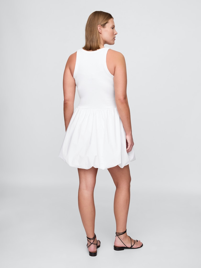 Mixed Media Bubble Mini Dress