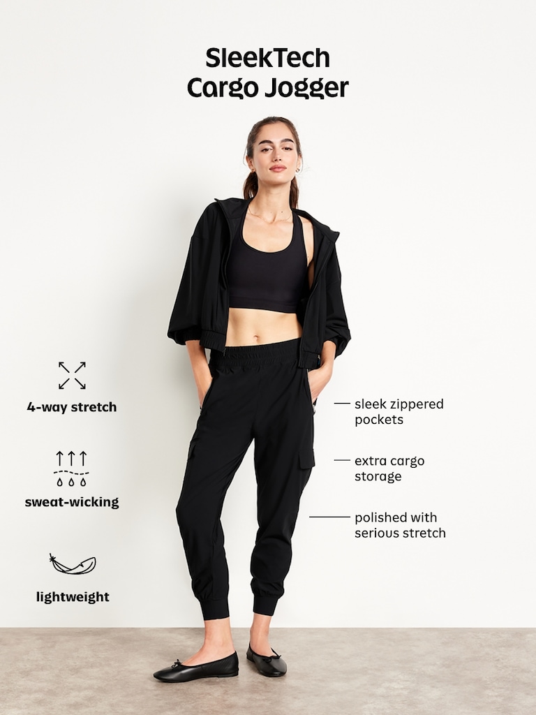 High-Waisted SleekTech Cargo Joggers