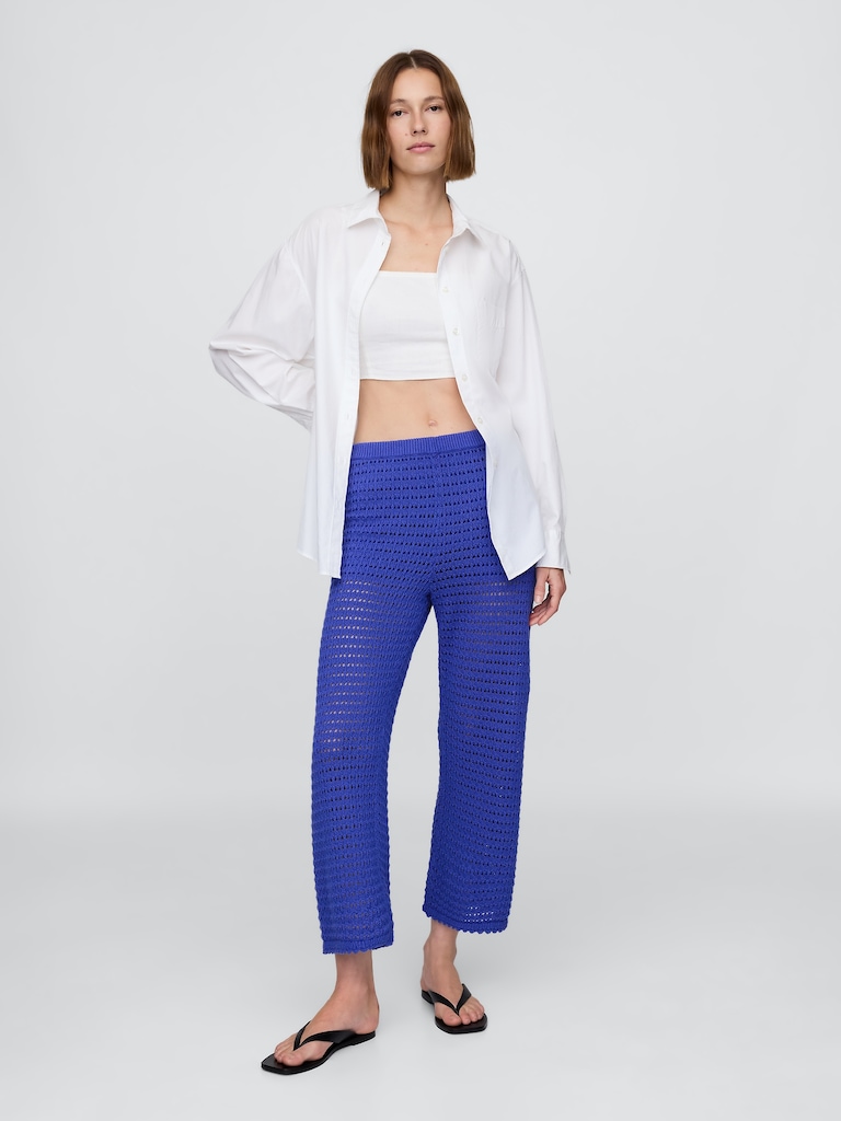 100% Cotton Crochet Ankle Pants