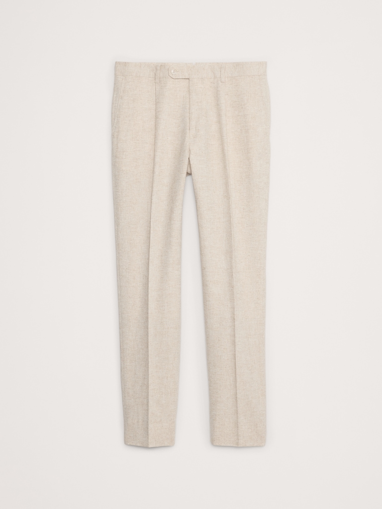 Herringbone Cotton-Linen Slim Suit Pant