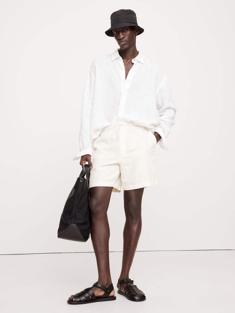 7" Linen-Cotton Pull-On Short