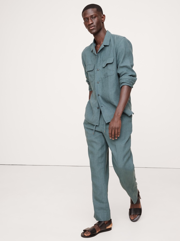 Straight Linen Pull-On Pant