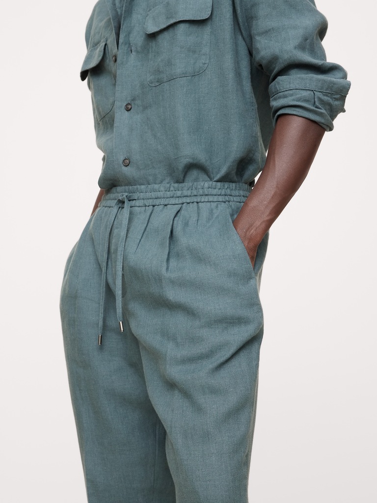 Straight Linen Pull-On Pant