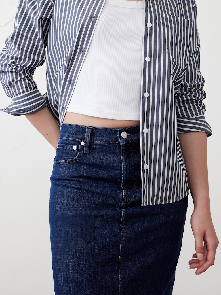 Denim Midi Pencil Skirt