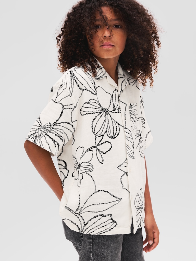 Kids Relaxed Linen-Blend Vacay Shirt