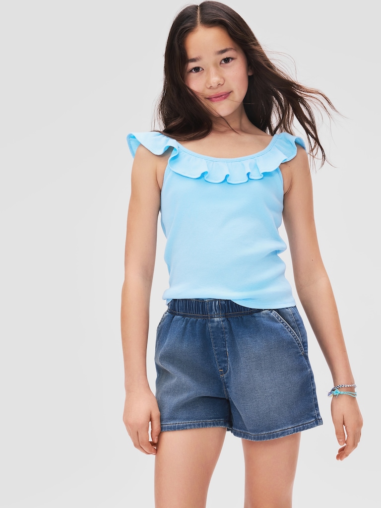 Kids Ribbed Ruffle Tank Top