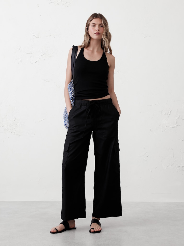 Wide-Leg High-Rise Cargo Pull-On Pant