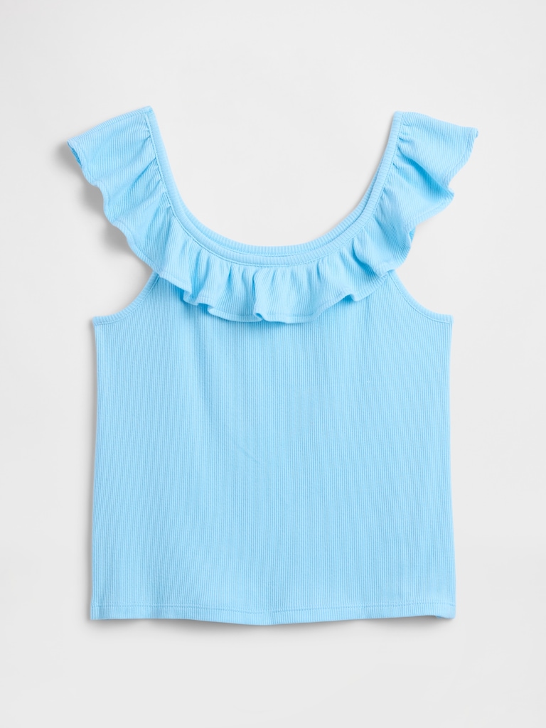Kids Ribbed Ruffle Tank Top