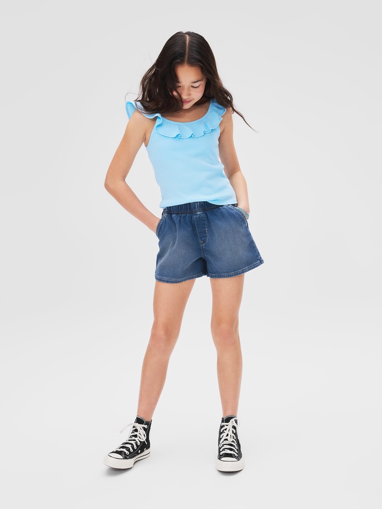Kids High Rise Relaxed Pull-On Sweatpant Jean Shorts