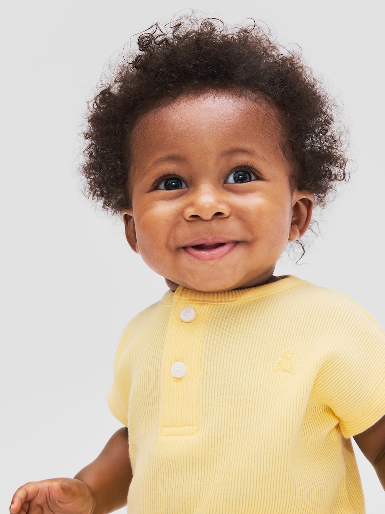 Baby Ribbed Henley Two-Piece Outfit Set