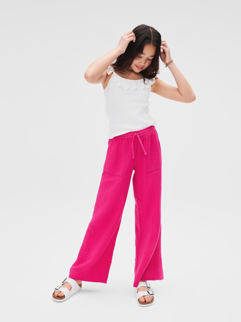 Kids Pull-On Wide-Leg Gauze Pants