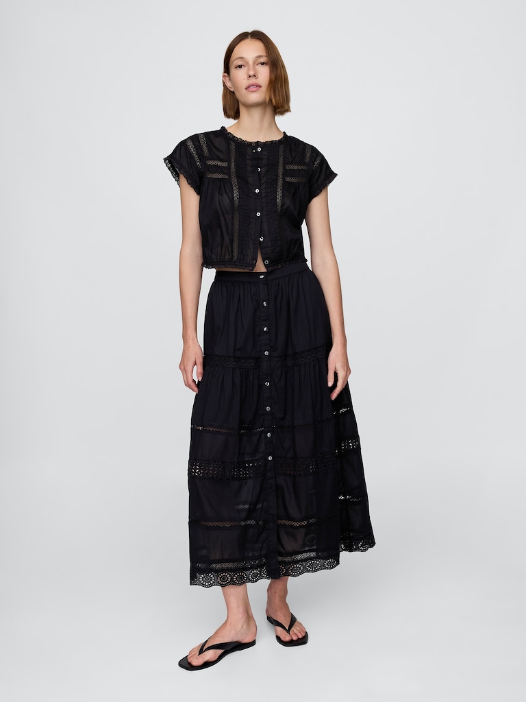 Ruffle Pintuck Crop Top