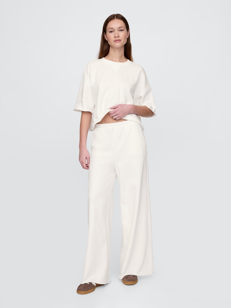 French Terry Rolled-Hem Crop Sweatshirt