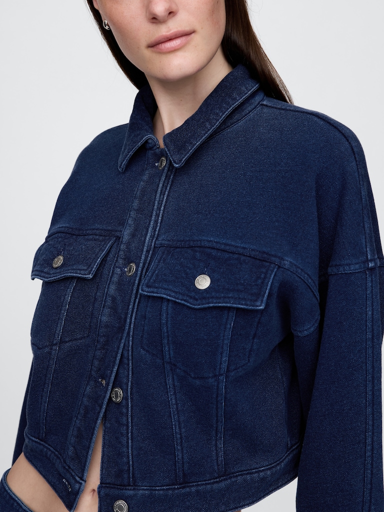 French Terry Icon Denim Crop Jacket