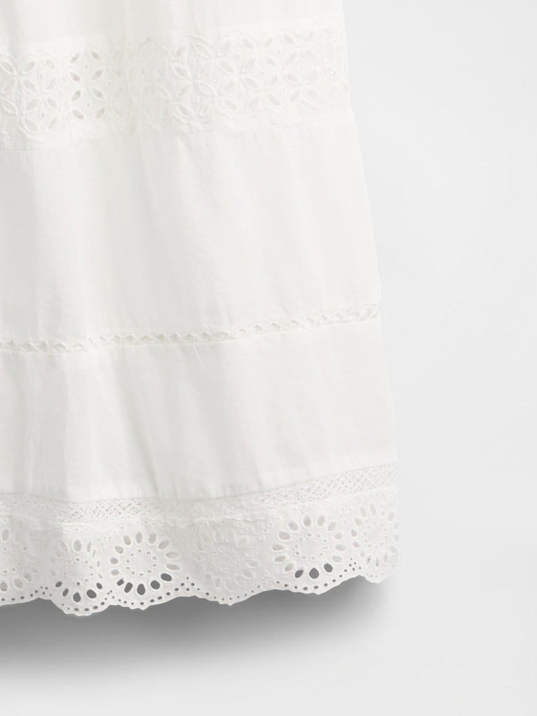Tiered Lace-Trim Maxi Skirt