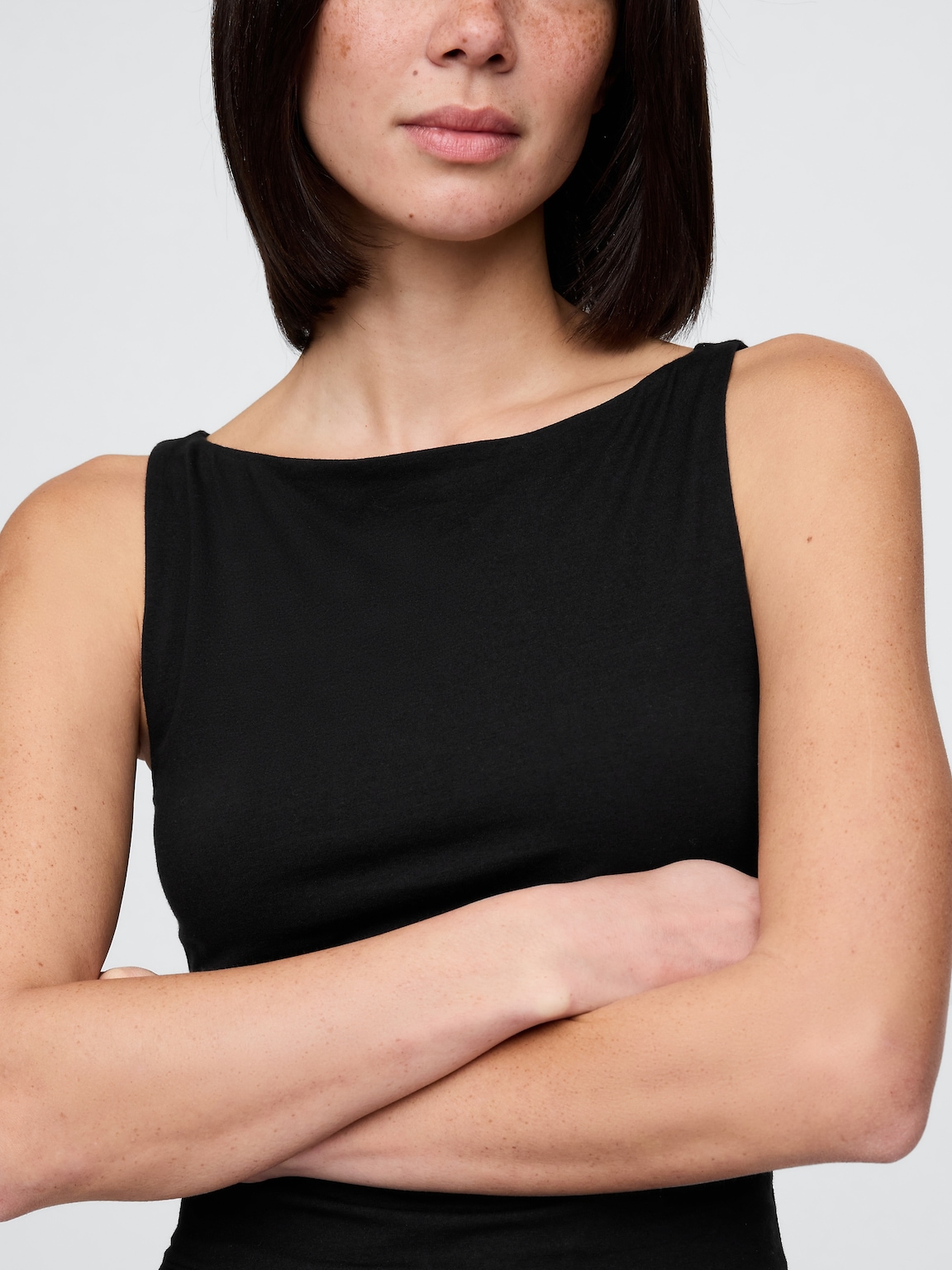 CloseKnit Jersey Boatneck Crop Tank Top