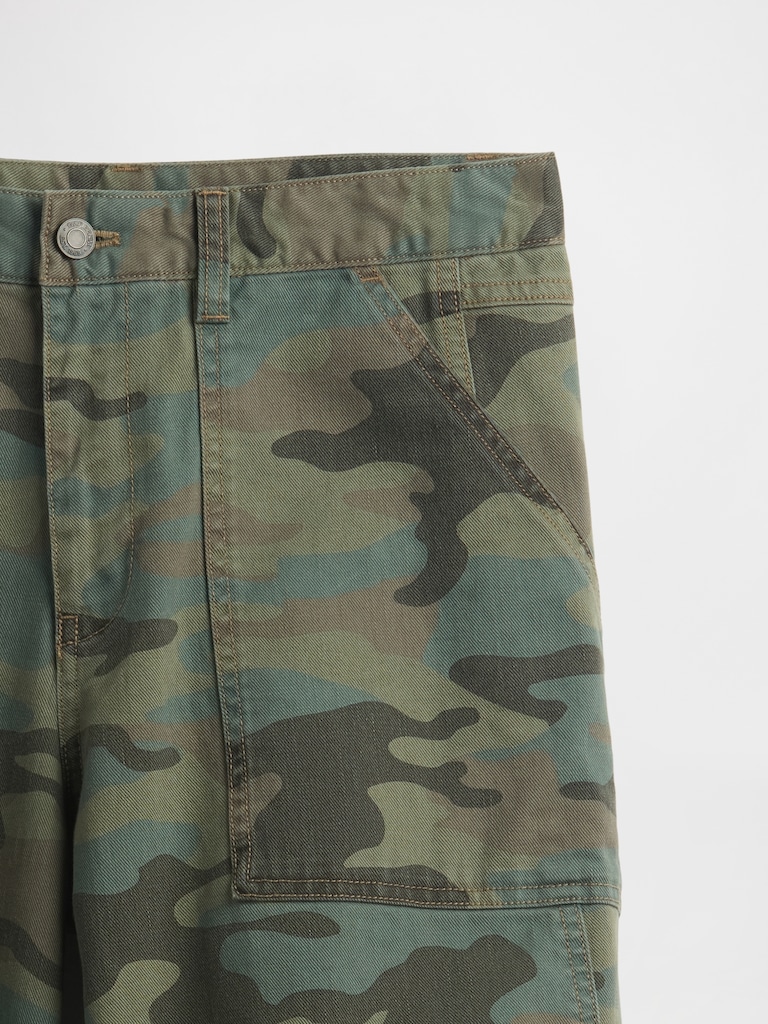 Mid Rise Twill Barrel Pants