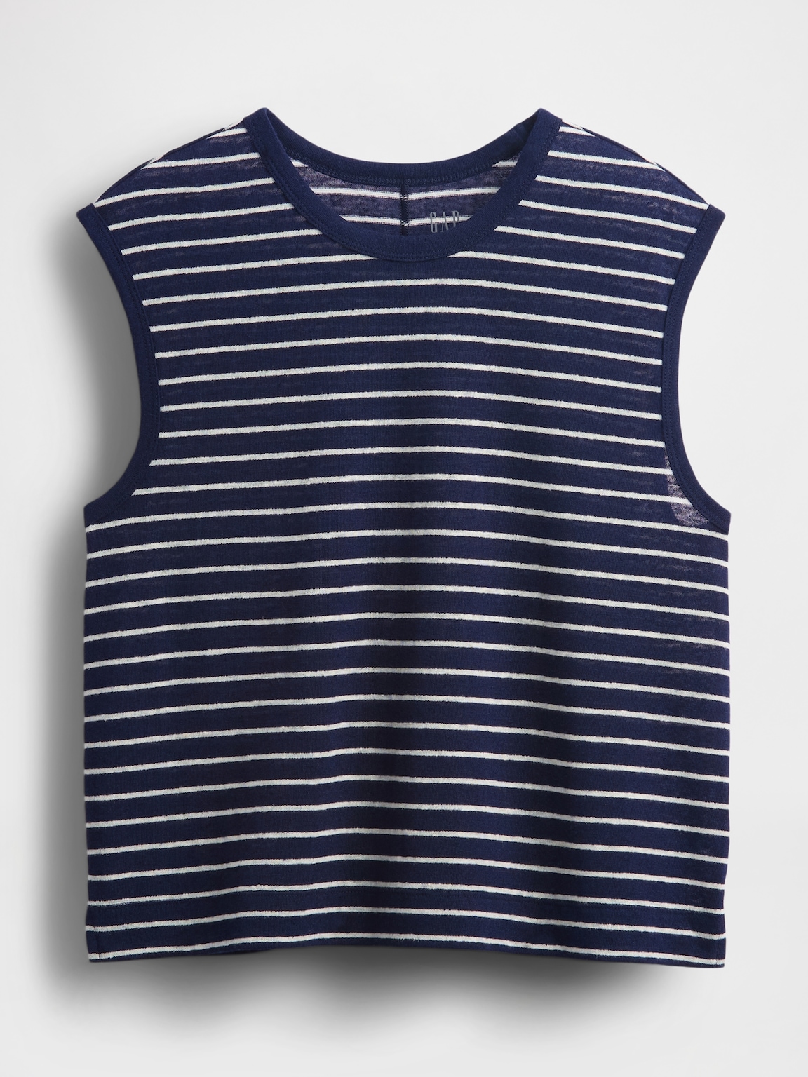 Linen-Blend Crewneck Shell Tank Top