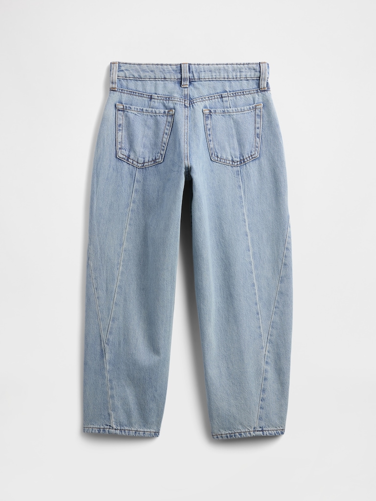 Kids High Rise Seamed Barrel Jeans