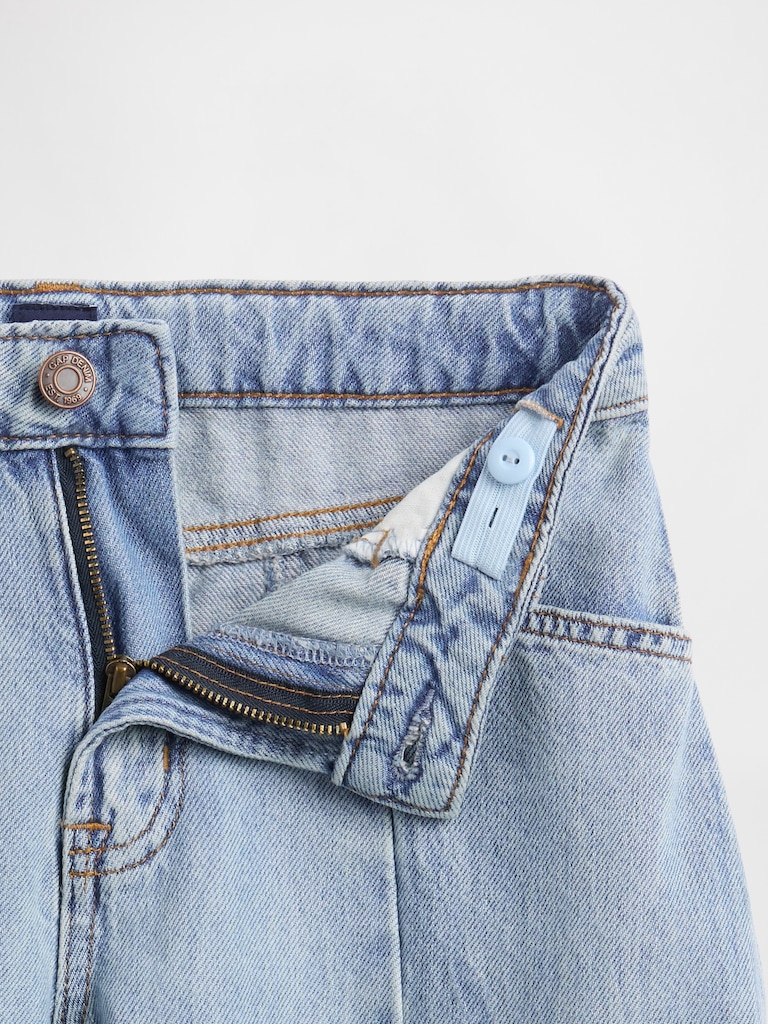 Kids High Rise Seamed Barrel Jeans