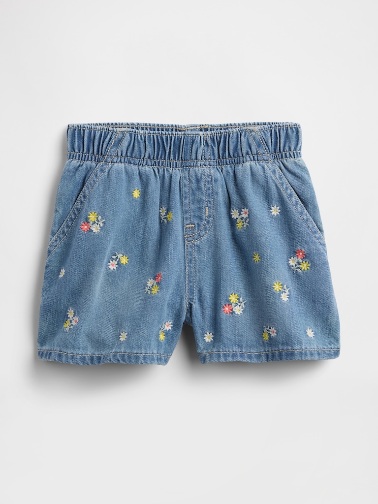 babyGap Pull-On Embroidered Denim Shorts